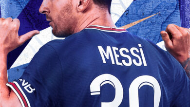 Lionel Messi representé avec un maillot du PSG floqué du numéro 30.