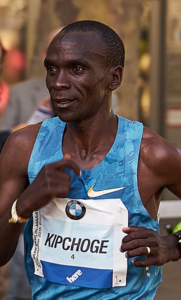 Eliud Kipchoge lors du Marathon de Berlin 2015.
