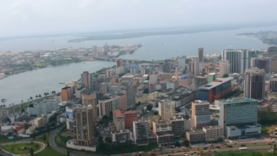 Vue aérienne d'Abidjan, capitale de la Côte d'Ivoire.
