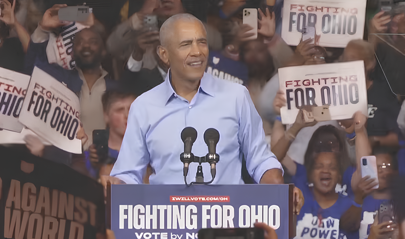 Barack Obama, au cours d'un meeting dans l'Ohio